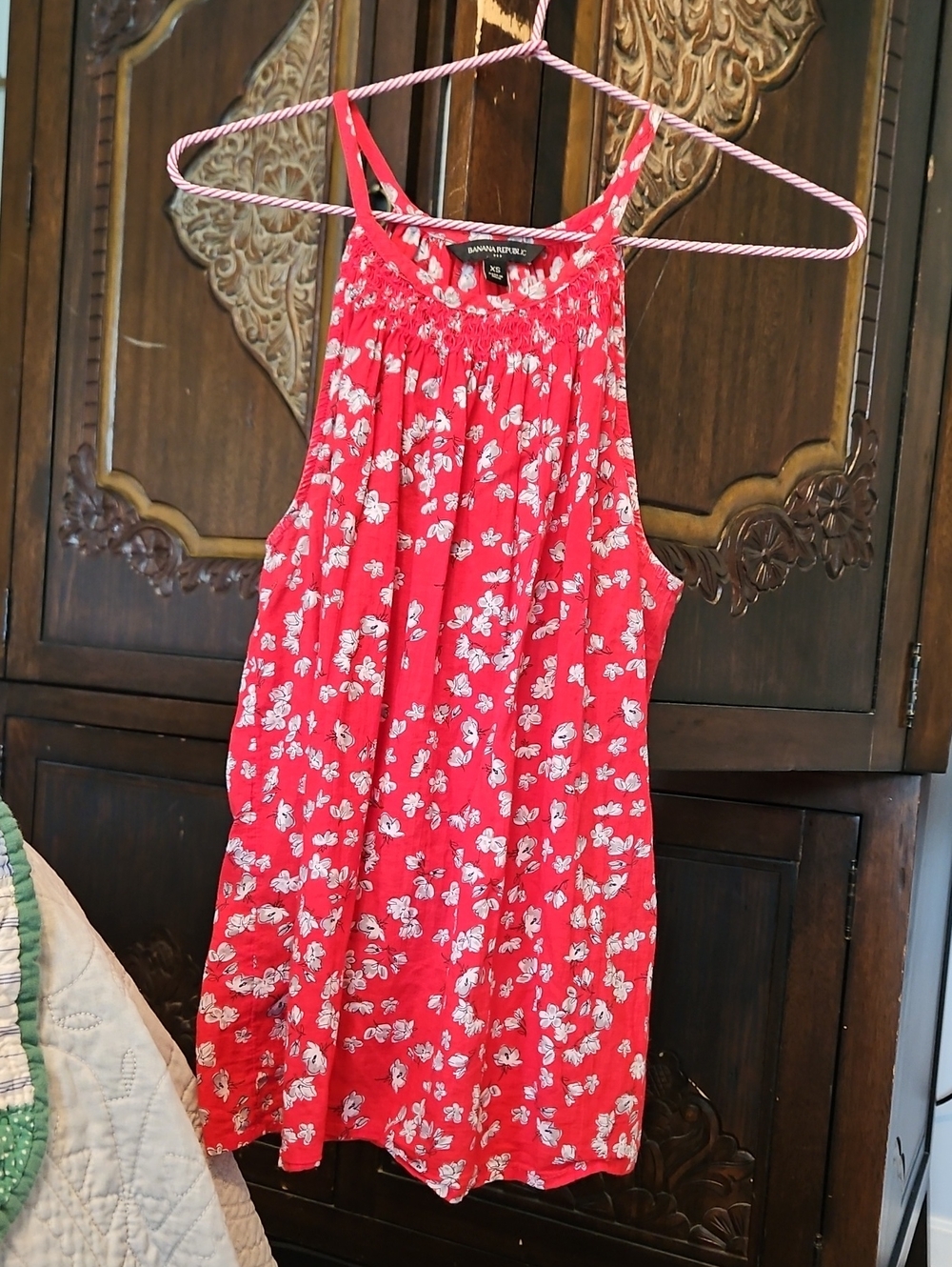 Banana Republic Red Floral Spaghetti-Strap Tank